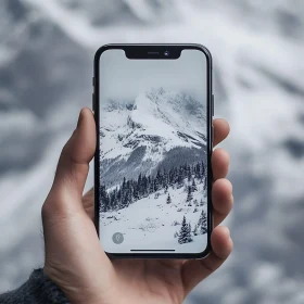 Iphone Displaying Mountain View