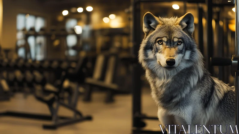 Gym Wolf Portrait AI Image