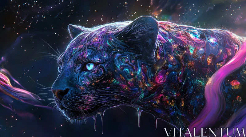 AI ART Starstuff Panther: An Astral Cat