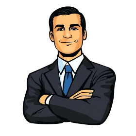 Confident Businessman Cartoon Style Portrait