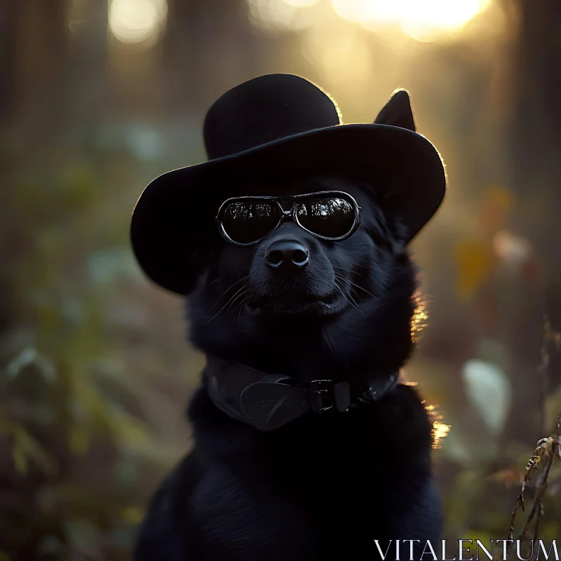 Fashionable Dog in Nature AI Image