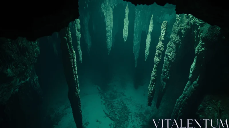 Underground Cave with Stalactites AI Image