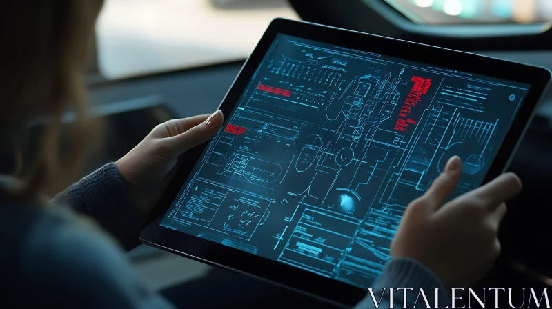 Tablet Displaying Technical Data AI Image