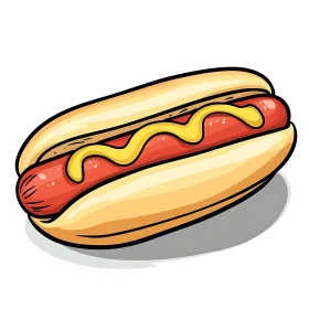 Hotdog with Mustard Cartoon Art