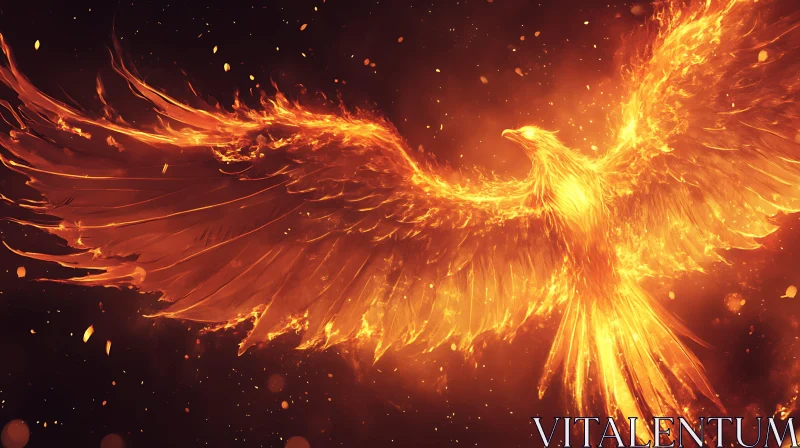 Mythical Bird of Fire and Rebirth AI Image