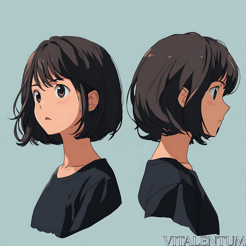 Anime Character Design - Girl with Short Hair AI Image