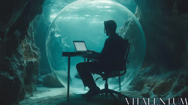 AI ART Submerged Office: A Tranquil Isolation