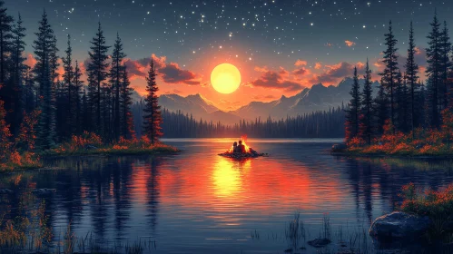 Serene Night Landscape by the River