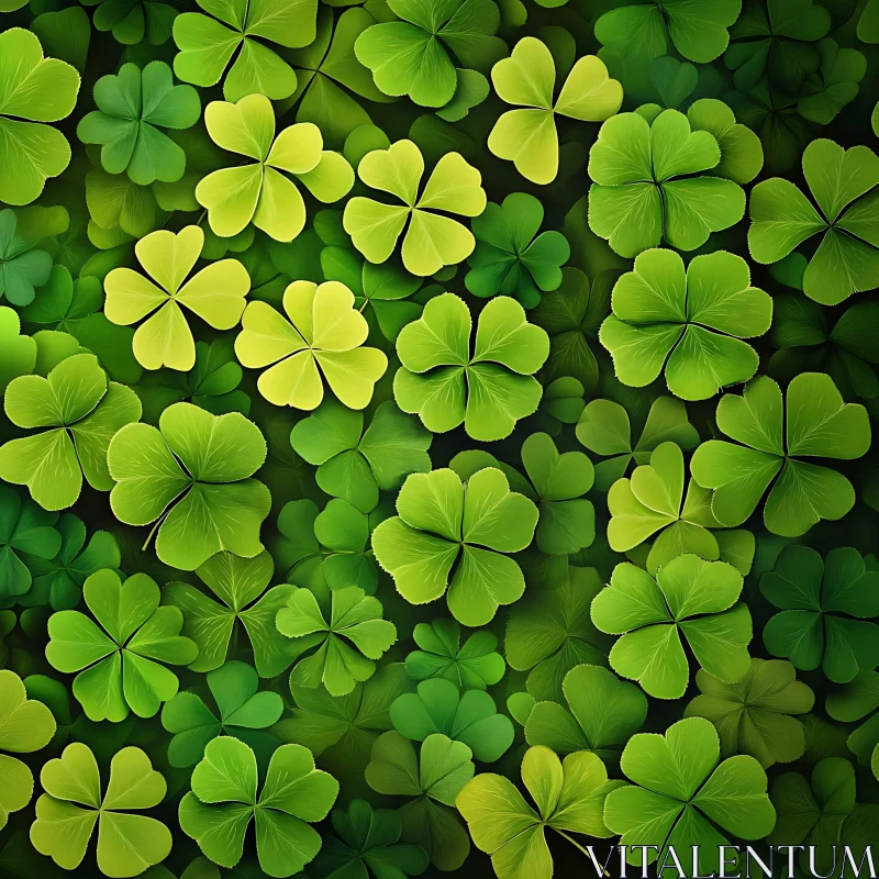 AI ART Field of Clovers: A Lucky Green Scene