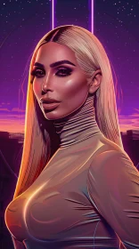 Futuristic Night Portrait of Kim Kardashian