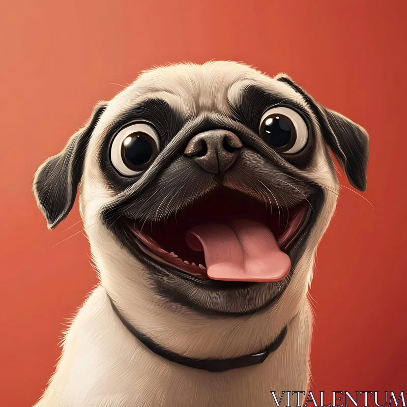 Happy Pug with Tongue Out AI Image