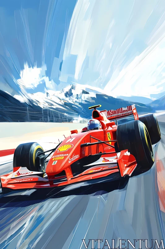 AI ART Speed and Adrenaline: Formula 1 Racing in Mountainous Landscape , AI F1