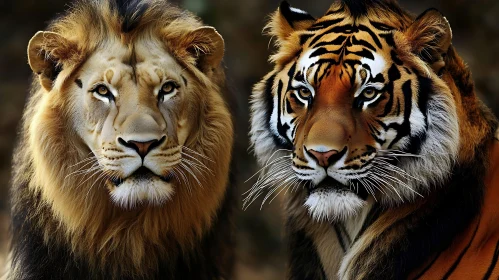 Majestic Lion and Tiger Duo