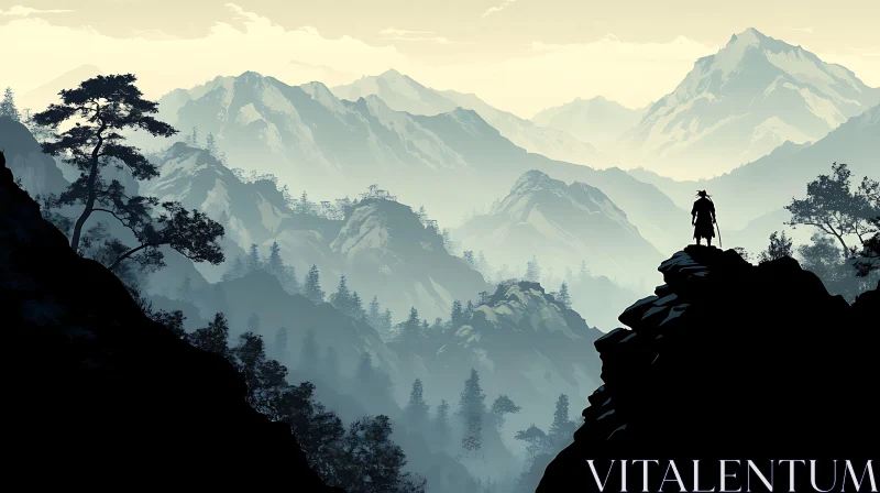 AI ART Mountain Range Silhouette