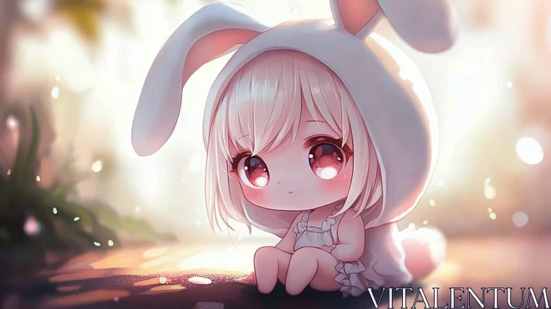 AI ART Anime Chibi Girl with Bunny Ears