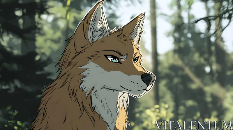 Pensive Fox in Woodland Scene AI Image