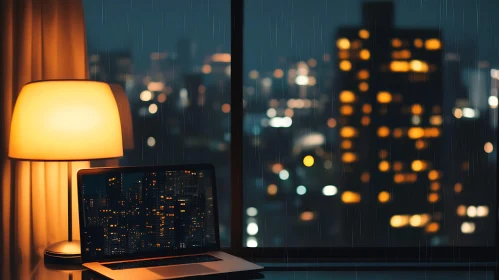 Cozy Rainy Night City View