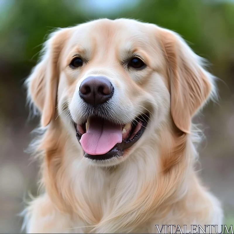 Joyful Golden Retriever Close-Up AI Image