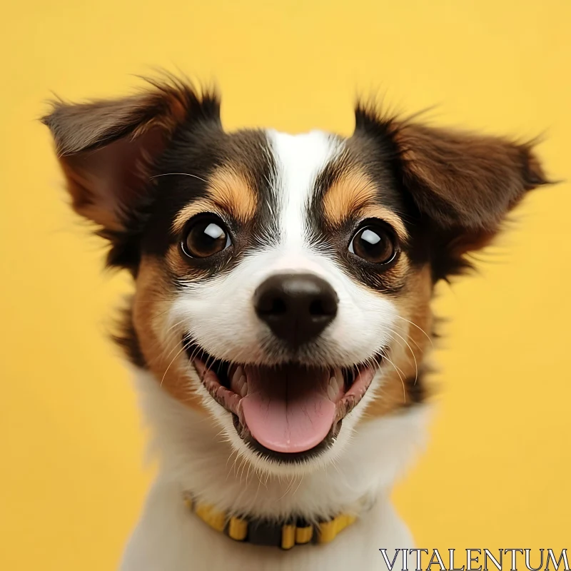 Cheerful Puppy with Yellow Collar AI Image