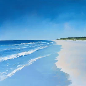 Calm Beach and Blue Sky Seascape Art