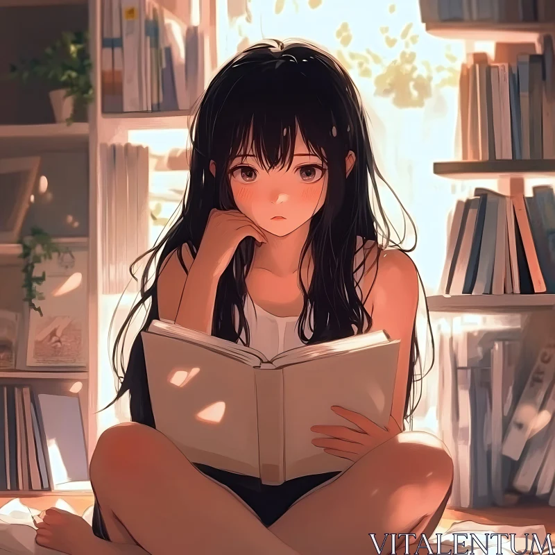 Library Reading Scene AI Image