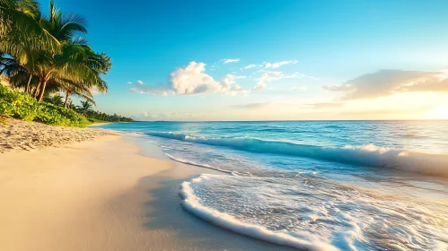 Tropical Beach Paradise at Sunrise