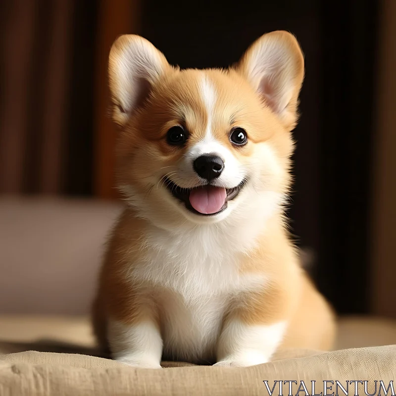 Charming Corgi Puppy with Playful Tongue Out AI Image