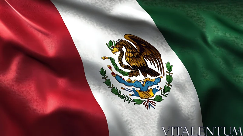 Mexican Flag Waving in the Wind AI Image