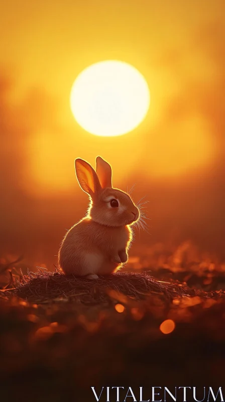 Rabbit in Sunset Light AI Image