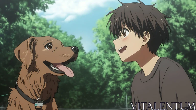 AI ART Anime Scene of Boy and Dog Sharing a Happy Moment