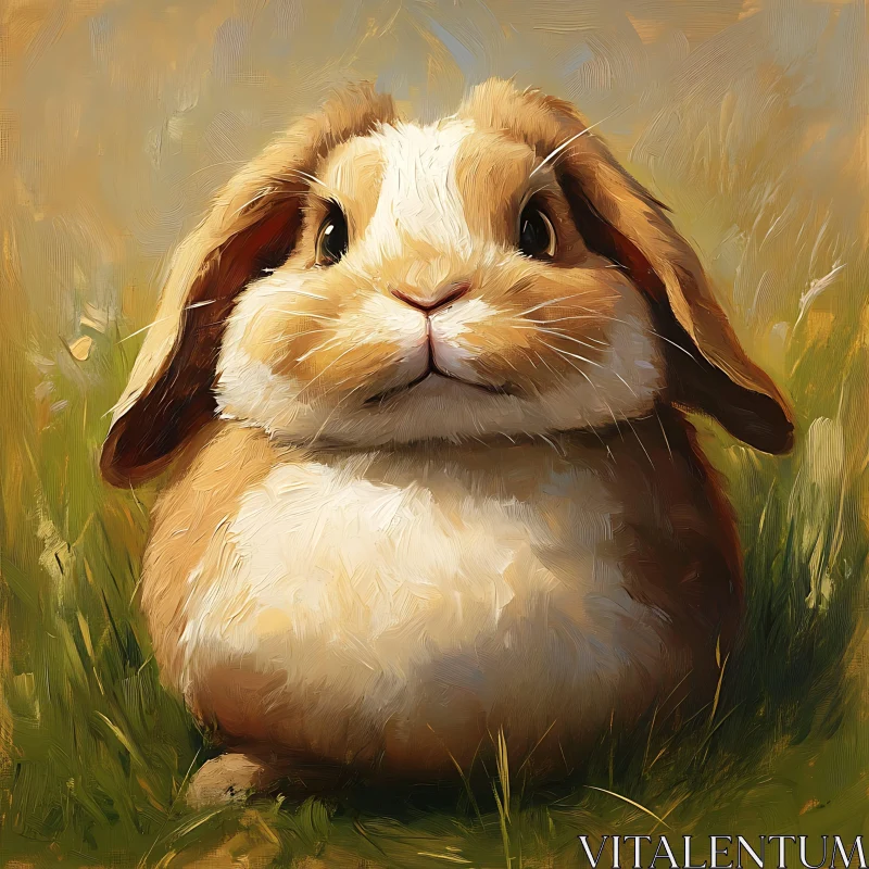 Enchanting Rabbit in a Field of Green AI Image