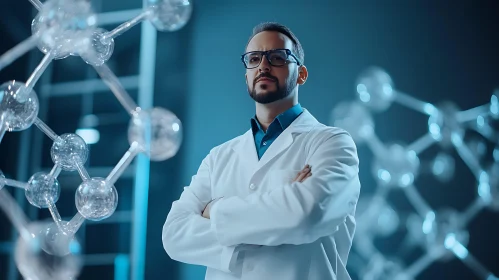 Scientist and Molecule Structure