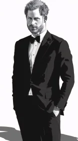 Prince Harry Sophisticated Portrait in Tuxedo