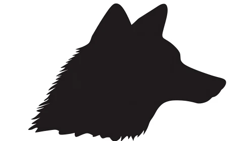 Black Wolf Profile on White Background