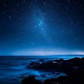 Night Ocean Starry Sky View