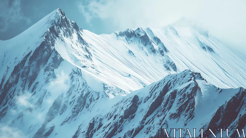 Winter Mountain Peaks Landscape AI Image