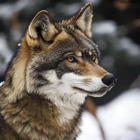 Close-up of a Wolf in Snow