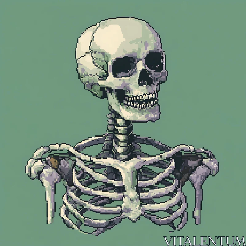 AI ART Retro Pixel Skeleton Art