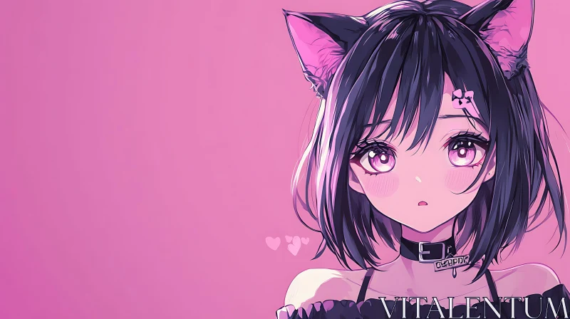 AI ART Cute Anime Girl with Cat Ears