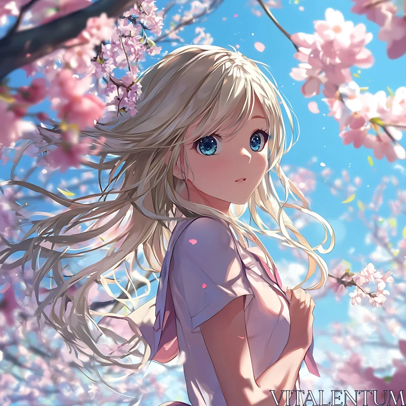 Cherry Blossom Anime Scene AI Image