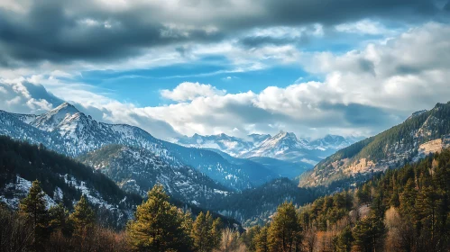 Snowy Mountain Peaks Landscape View