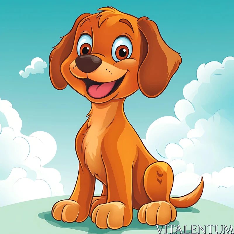 Happy Cartoon Dog Image AI Image