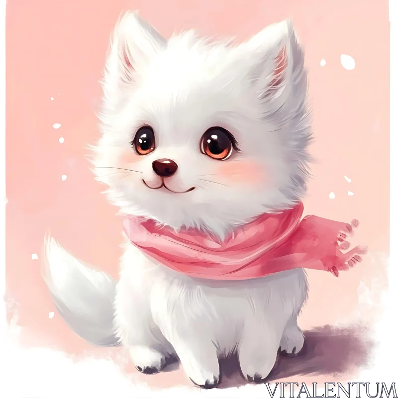 AI ART Cute Puppy with Pink Scarf Digital Art