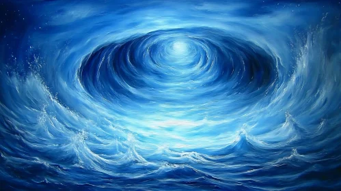 Swirling Waters: A Blue Ocean Painting