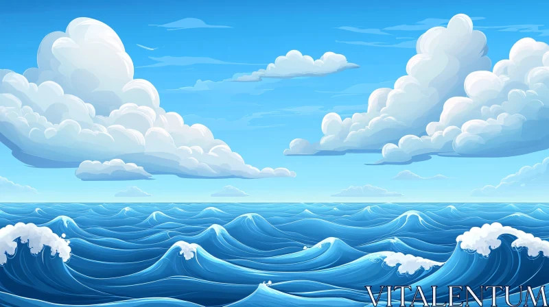 Peaceful Seascape with Gentle Waves AI Image