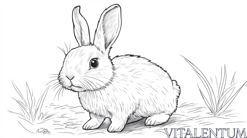 AI ART Detailed Line Art of a Cute Bunny