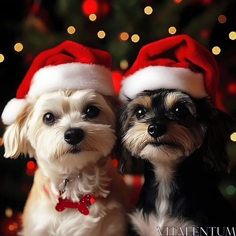 Festive Canines in Holiday Spirit AI Image