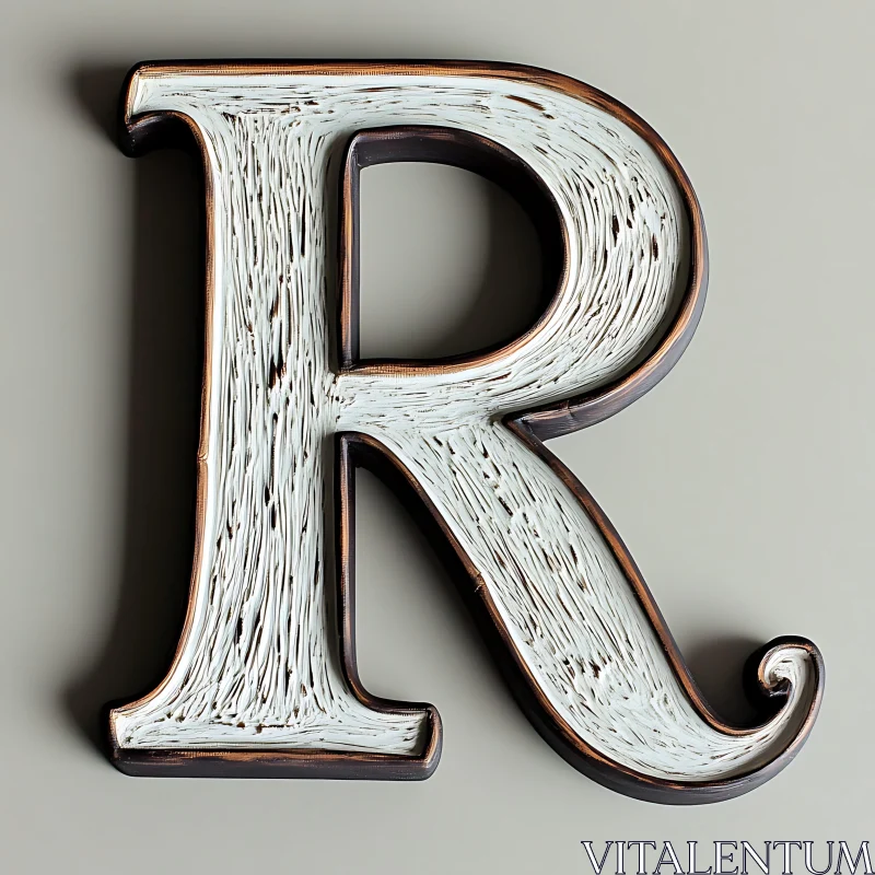 AI ART Rustic 'R' with Carved Design