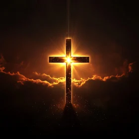 Illuminated Cross with Golden Light