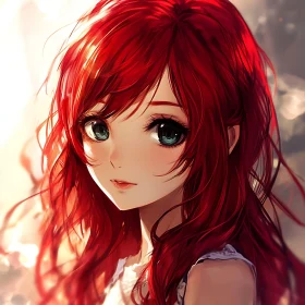 Young Anime Girl with Red Hair Artwork